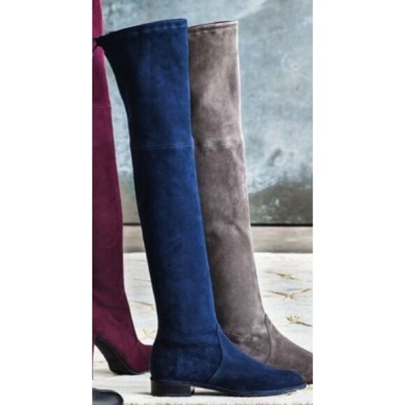Stuart Weitzman Lowland Suede Over The Knee Boots in Blue - Sz 10M - Picture 3 of 14